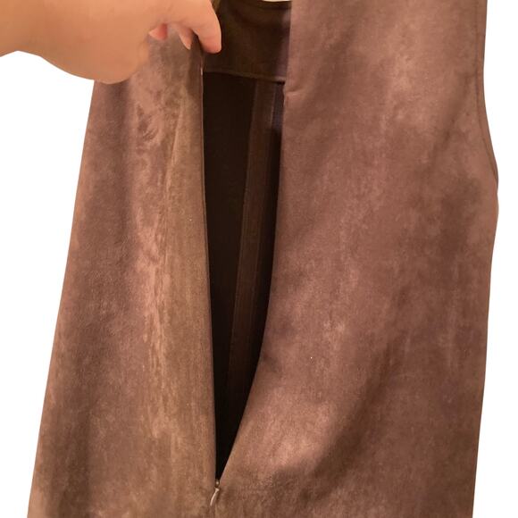 NWT Calvin Klein Faux Suede and Faux Leather Crewneck Shift Dress Size 10 - Picture 6 of 13